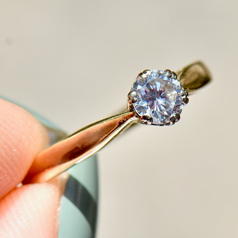 Vintage Brilliant Cut Diamond 18ct Yellow Gold Solitaire Ring (0.33ct)