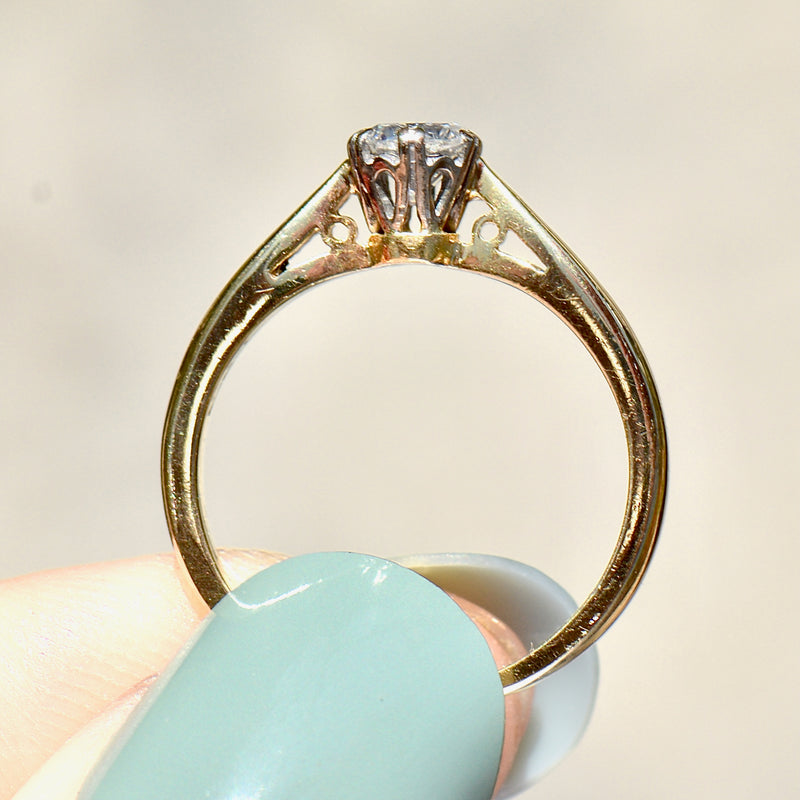 Vintage Brilliant Cut Diamond 18ct Yellow Gold Solitaire Ring (0.33ct)