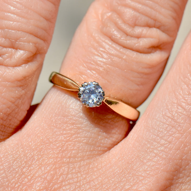 Vintage Brilliant Cut Diamond 18ct Yellow Gold Solitaire Ring (0.33ct)