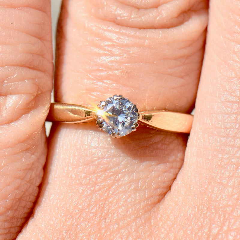 Vintage Brilliant Cut Diamond 18ct Yellow Gold Solitaire Ring (0.33ct)