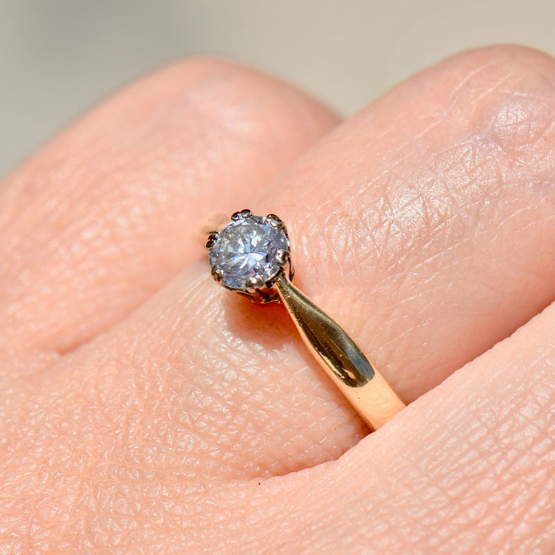 Vintage Brilliant Cut Diamond 18ct Yellow Gold Solitaire Ring (0.33ct)