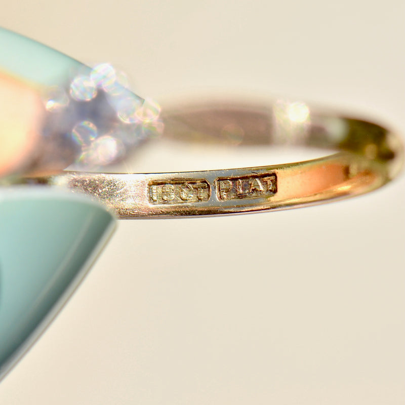 复古香槟钻石（VVS 净度）18ct 黄金和铂金单石戒指（0.21ct）