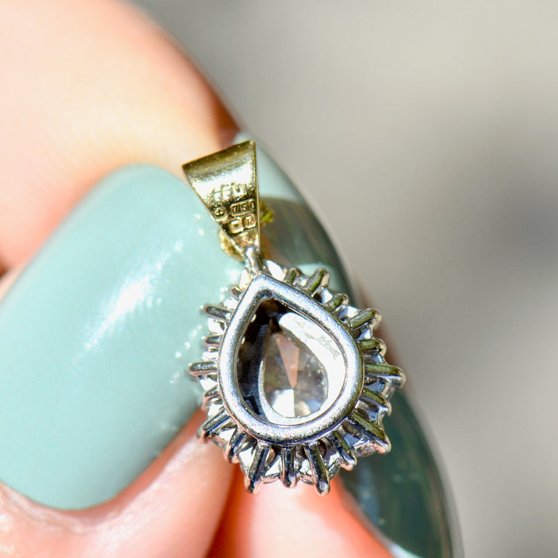 Yellow and White Diamond 18ct Yellow Gold Pear-Shaped Halo Pendant With Complementary Chain (1.11cts)