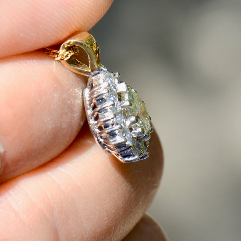 Yellow and White Diamond 18ct Yellow Gold Pear-Shaped Halo Pendant With Complementary Chain (1.11cts)