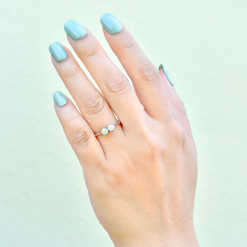 复古 Toi et Moi 双石钻石明亮式切割 18ct 白金戒指（0.55ct）