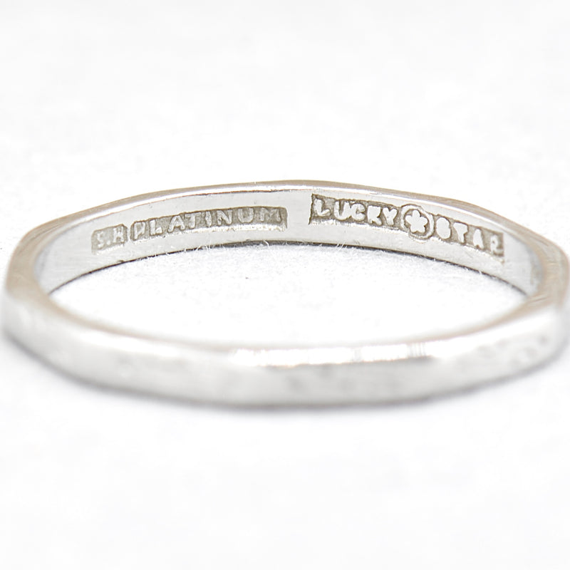Art Deco Platinum Engraved "Lucky Star" Wedding Band