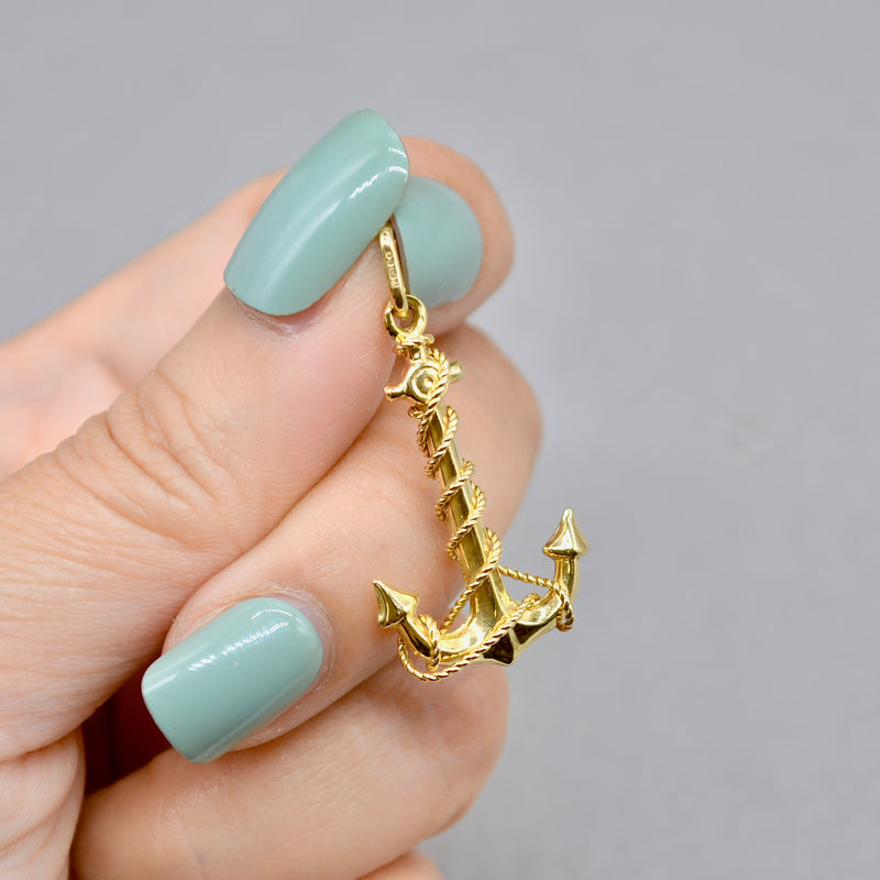 Vintage 1990s 9ct Yellow Gold Anchor Pendant