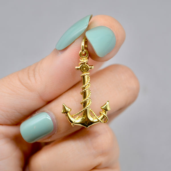 Vintage 1990s 9ct Yellow Gold Anchor Pendant