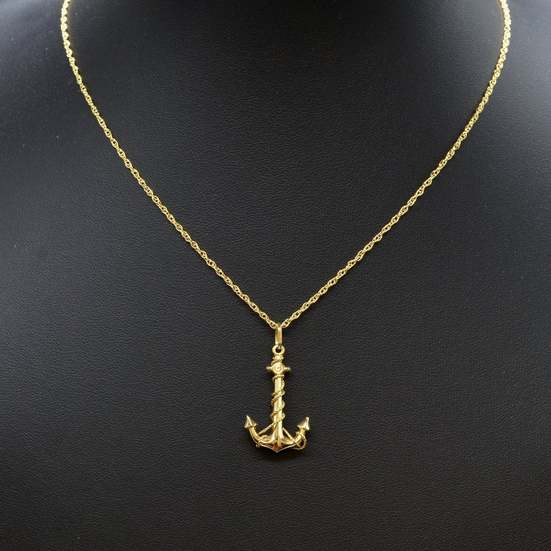 Vintage 1990s 9ct Yellow Gold Anchor Pendant