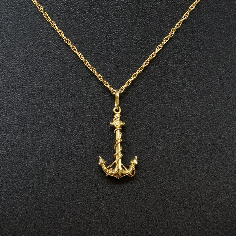 Vintage 1990s 9ct Yellow Gold Anchor Pendant