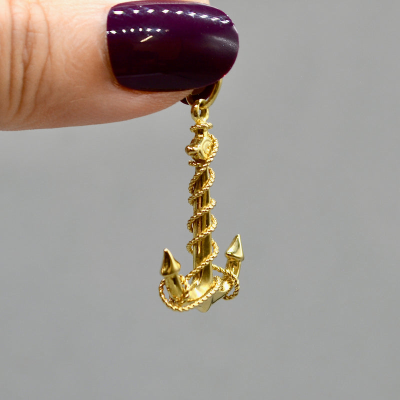 Vintage 1990s 9ct Yellow Gold Anchor Pendant