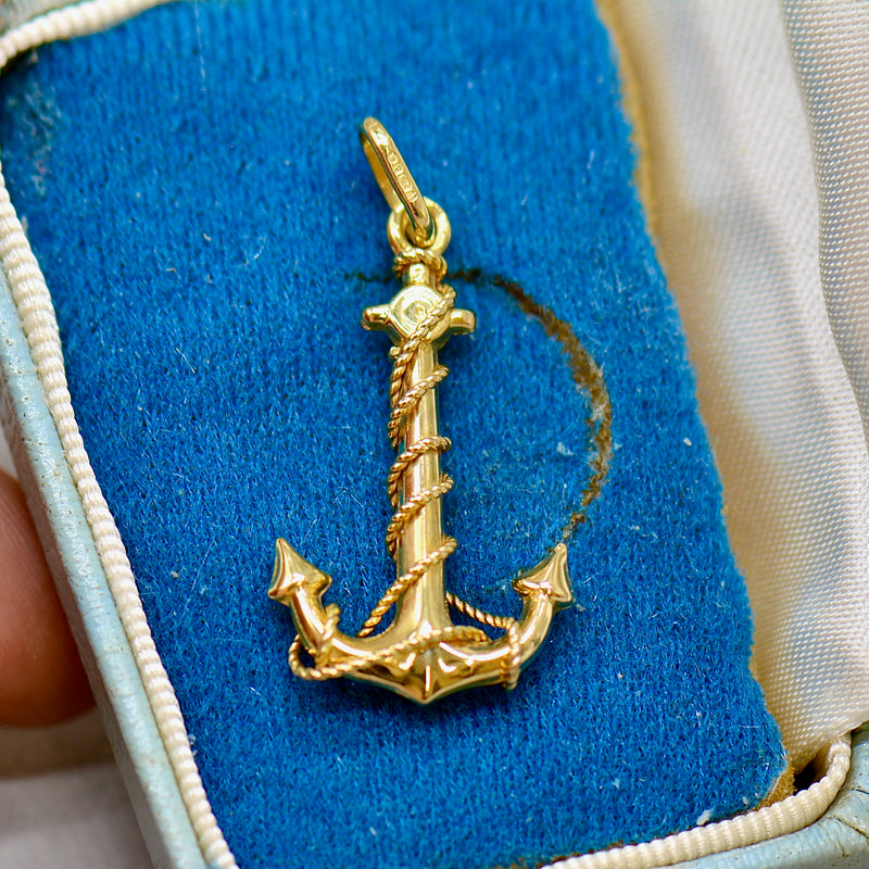 Vintage 1990s 9ct Yellow Gold Anchor Pendant