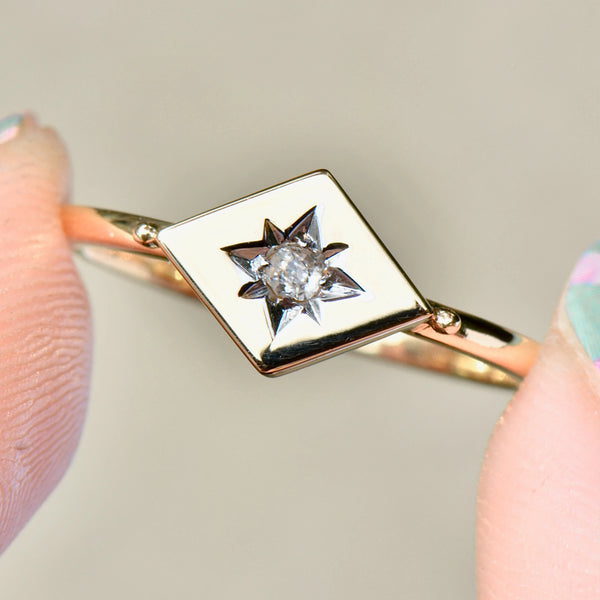 Antique Diamond Shaped OMC Diamond Set Ring