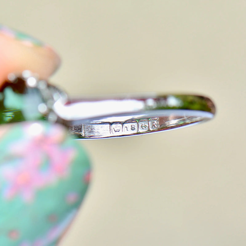 Vintage 1960s Forest Green Tourmaline 18ct White Gold Solitaire Ring (1.90cts)