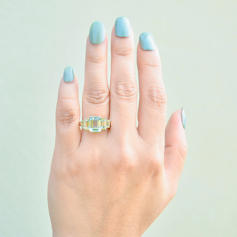 Sky Blue Topaz 9ct Yellow Gold Five-Stone Dress Ring (4.21cts)