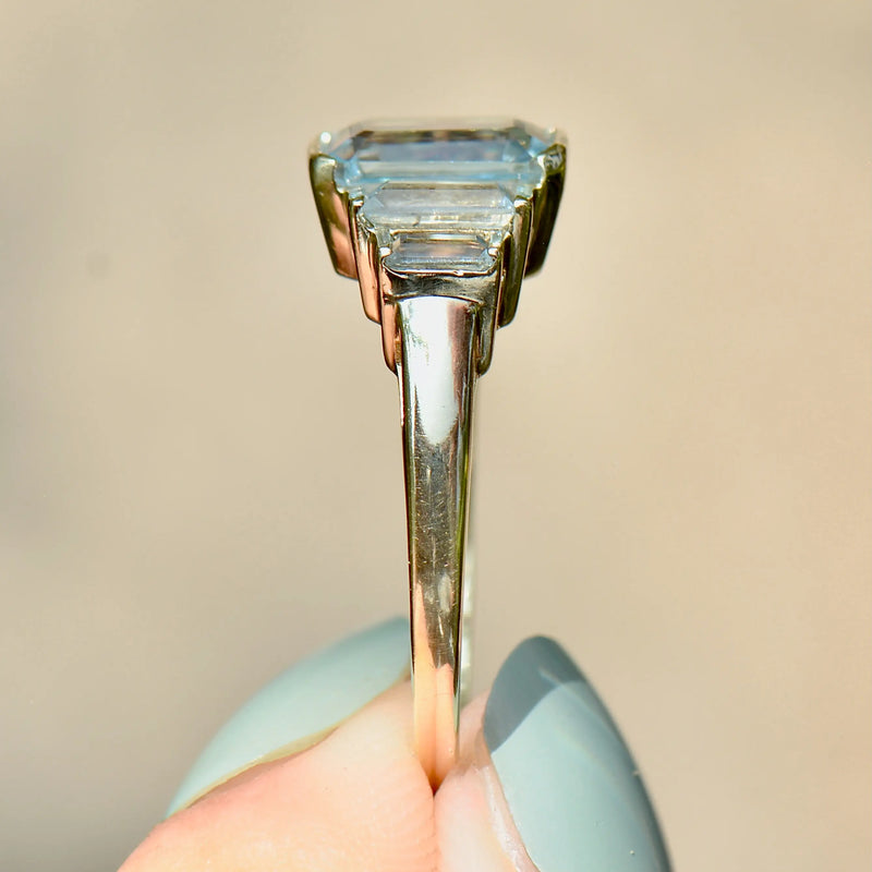 Sky Blue Topaz 9ct Yellow Gold Five-Stone Dress Ring (4.21cts)