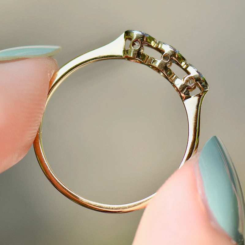 Edwardian Old-Cut Diamonds 18ct Yellow Gold & Platinum Trilogy Engagement Ring (0.42ct)