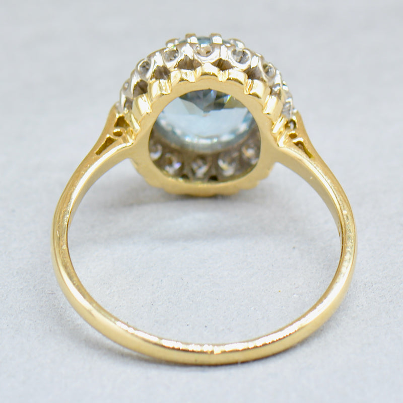 1940s Aquamarine & Diamond Halo Ring (1.90cts)