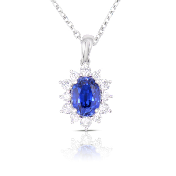 Lab-Created Blue Sapphire and Lab-Created Diamond Pendant & Chain