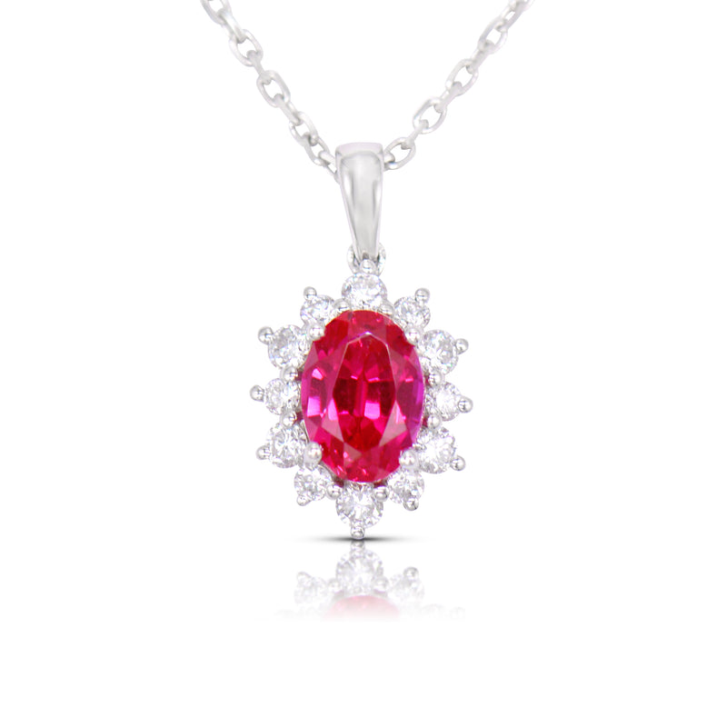 Lab-grown Diamond 0.82ct and Lab-Grown Ruby 3.66ct Jewellery Set in 9ct White Gold