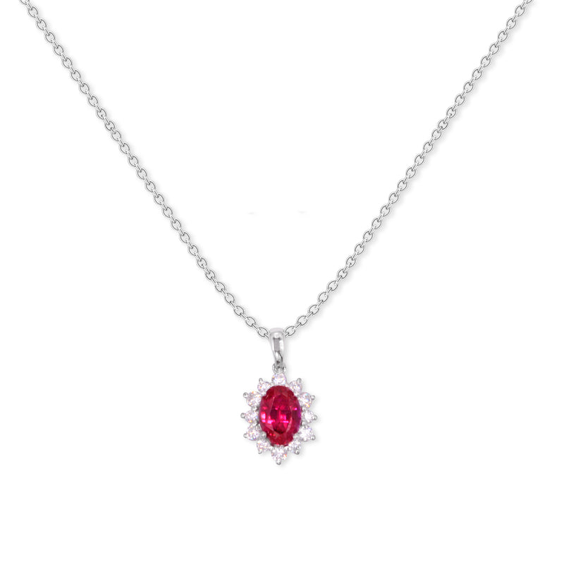 Lab-Grown Diamond 0.27ct and Lab-Grown Ruby 1.24ct Pendant & Chain