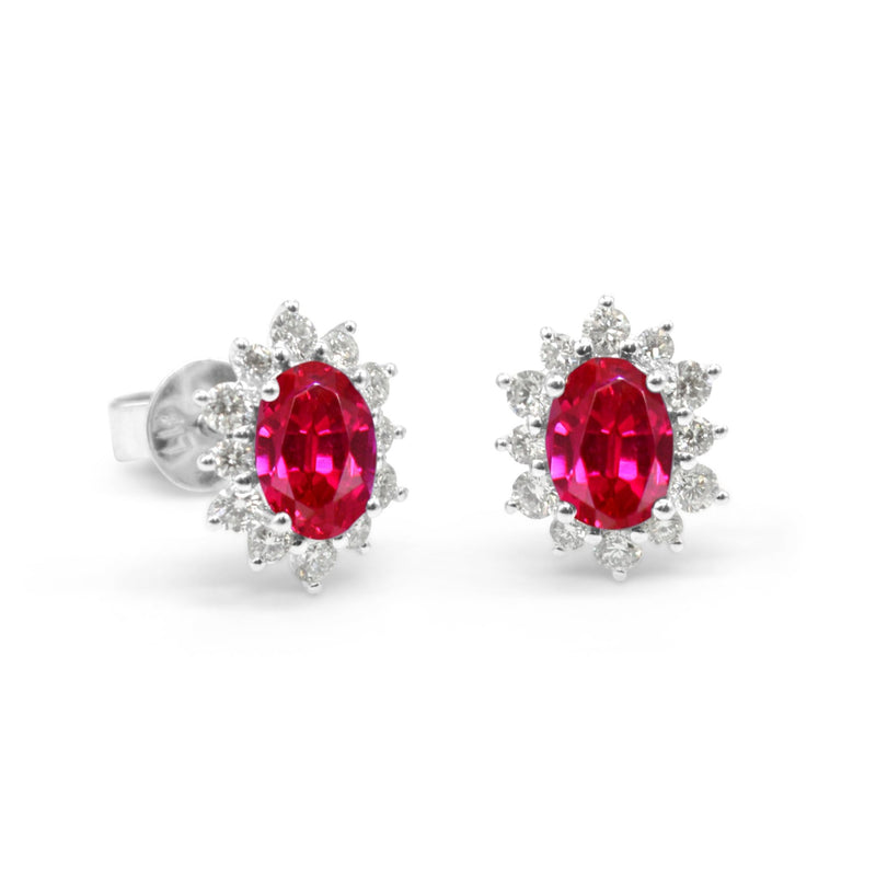 Lab-grown Diamond 0.82ct and Lab-Grown Ruby 3.66ct Jewellery Set in 9ct White Gold