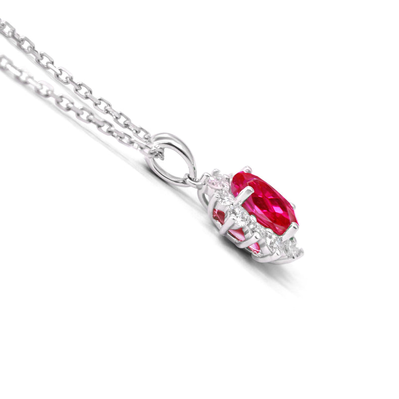 Lab-Grown Diamond 0.27ct and Lab-Grown Ruby 1.24ct Pendant & Chain