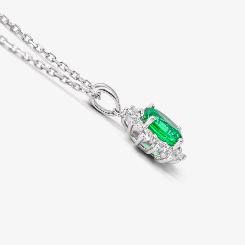 Lab-grown Diamond 0.82ct and Lab-Grown Emerald 2.44ct Jewellery Set in 9ct White Gold