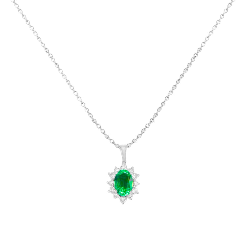 Lab-Grown Diamond 0.27ct and Lab-Grown Emerald 0.83ct Pendant & Chain