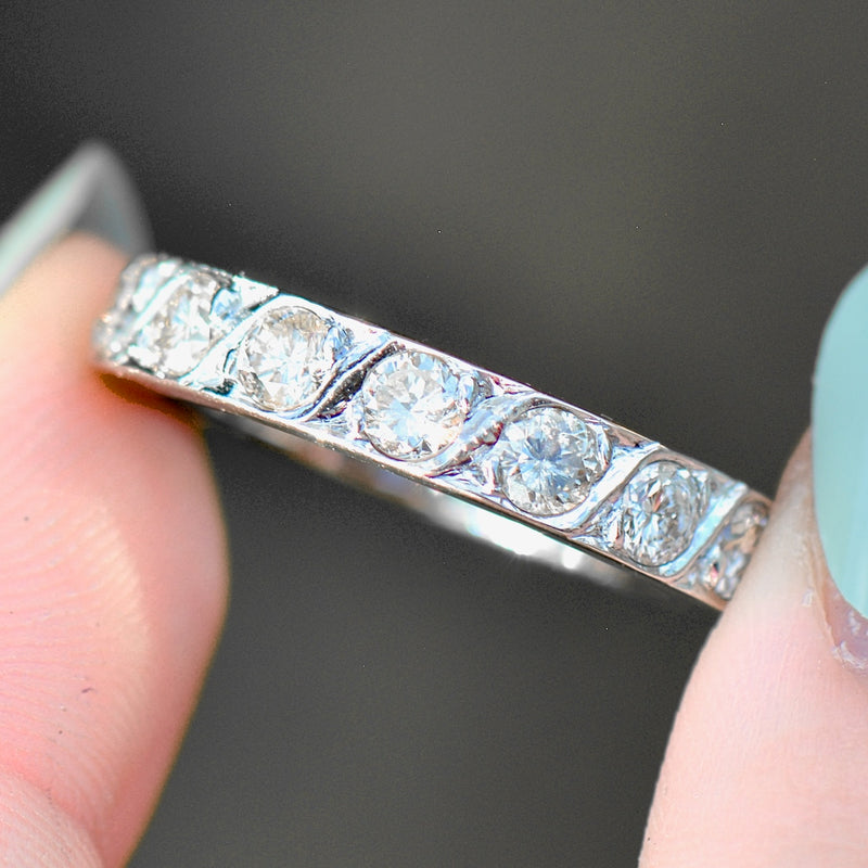 Seven-Stone Diamond 18ct White Gold Flush Set Half Eternity Ring