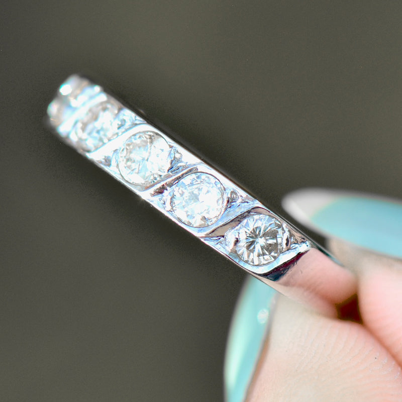 Seven-Stone Diamond 18ct White Gold Flush Set Half Eternity Ring