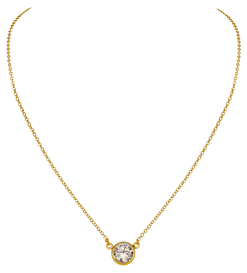 Floating Design Gemstone Birthstone 18ct Yellow Gold Necklace (Custom Made)