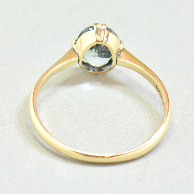 1970s Aquamarine Solitaire Style 9CT Yellow Gold Ring (1.48cts)