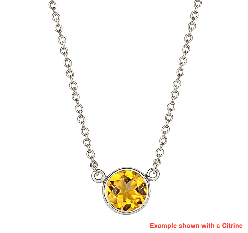 Floating Design Gemstone Birthstone 18ct White Gold Necklace (Custom Made)