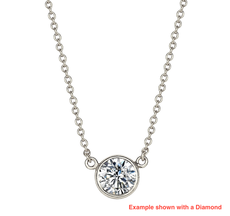 Floating Design Gemstone Birthstone 18ct White Gold Necklace (Custom Made)