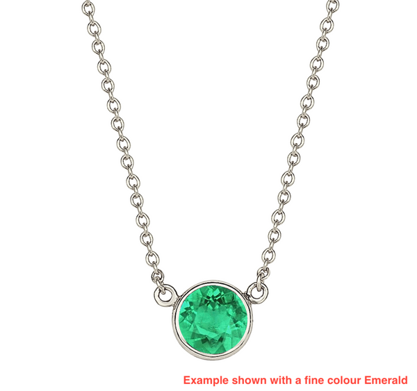 Floating Design Gemstone Birthstone 18ct White Gold Necklace (Custom Made)