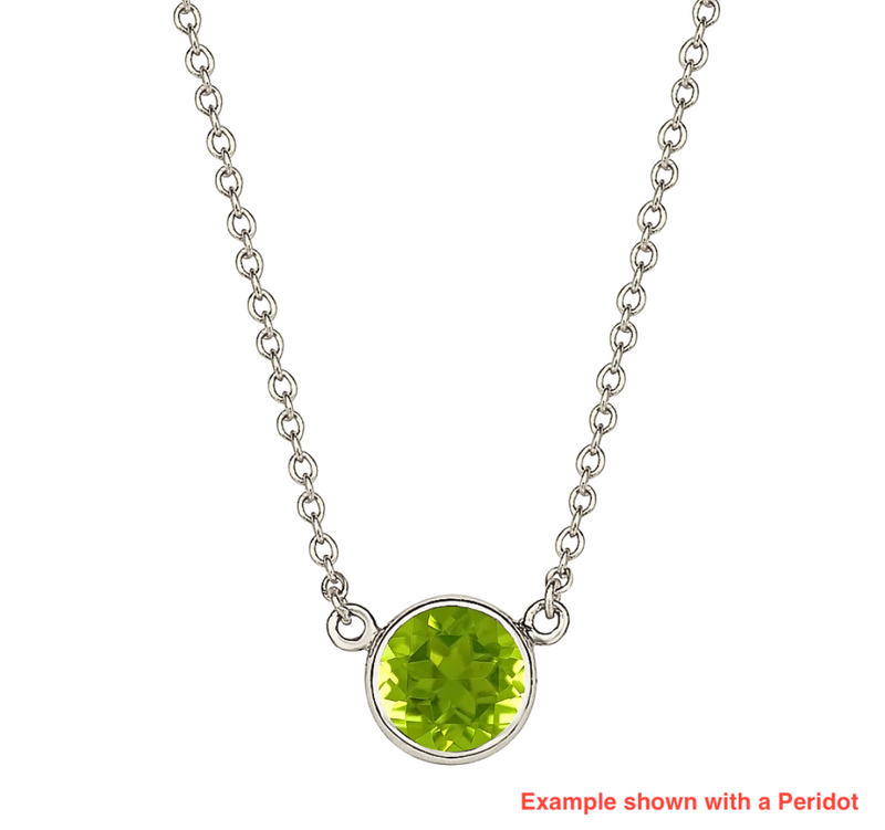 Floating Design Gemstone Birthstone 18ct White Gold Necklace (Custom Made)