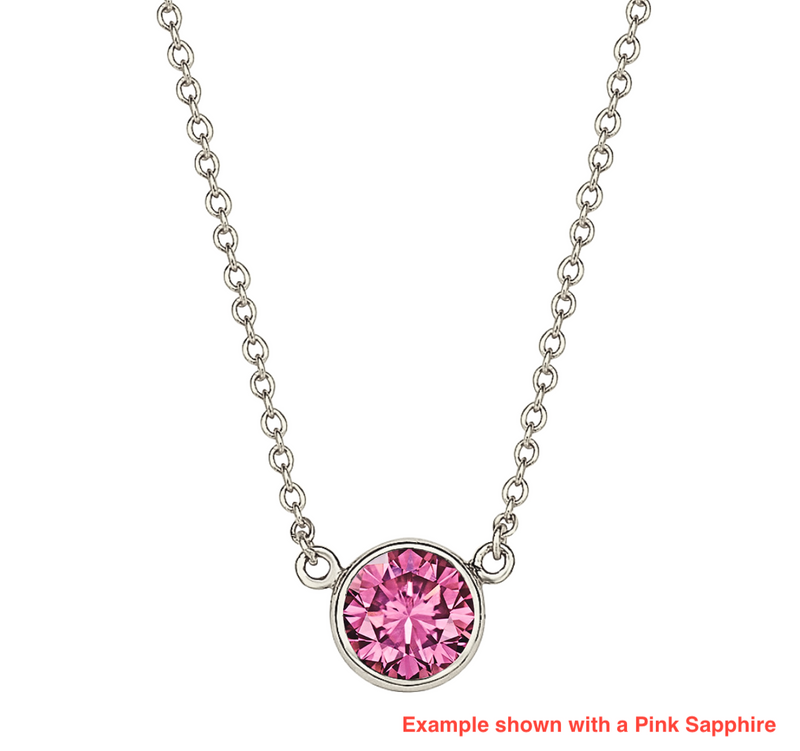 Floating Design Gemstone Birthstone 18ct White Gold Necklace (Custom Made)