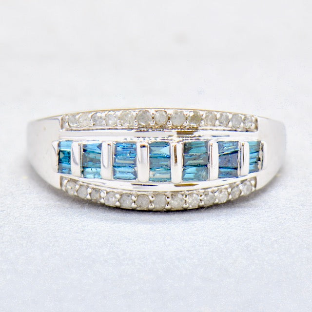 Blue and White Diamonds 9ct White Gold Band (0.50ct)