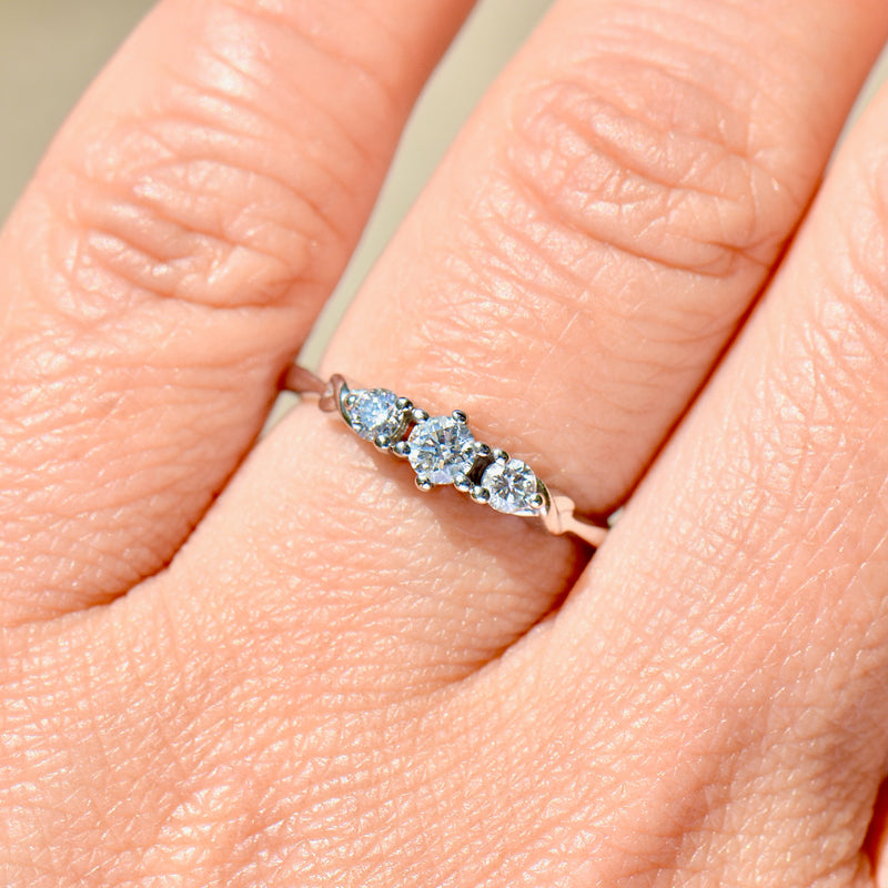 H.Samuel (Discontinued) 9ct White Gold Diamond Three Stone Infinity Twist Design Ring (0.25ct)