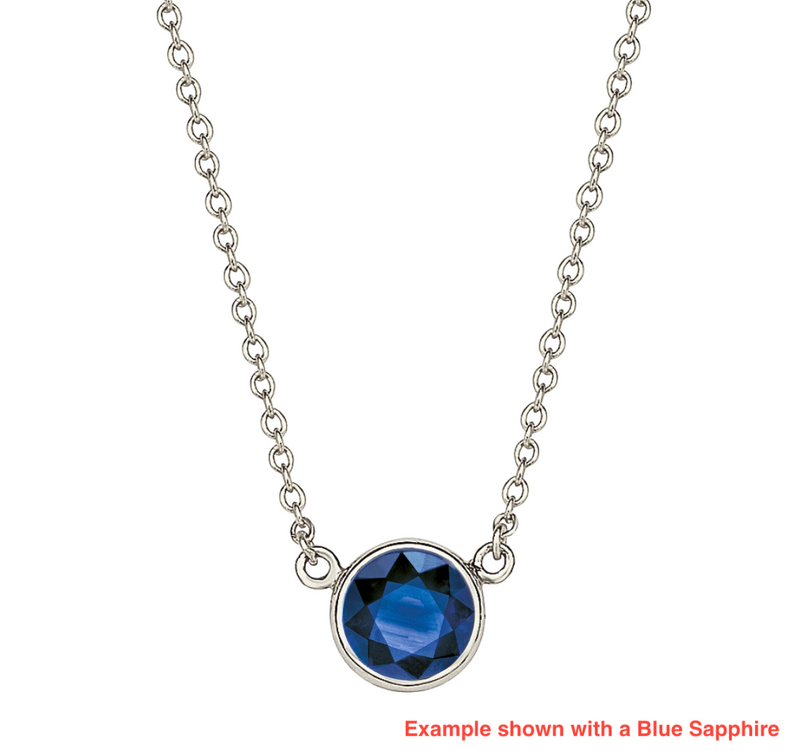Floating Design Gemstone Birthstone 18ct White Gold Necklace (Custom Made)