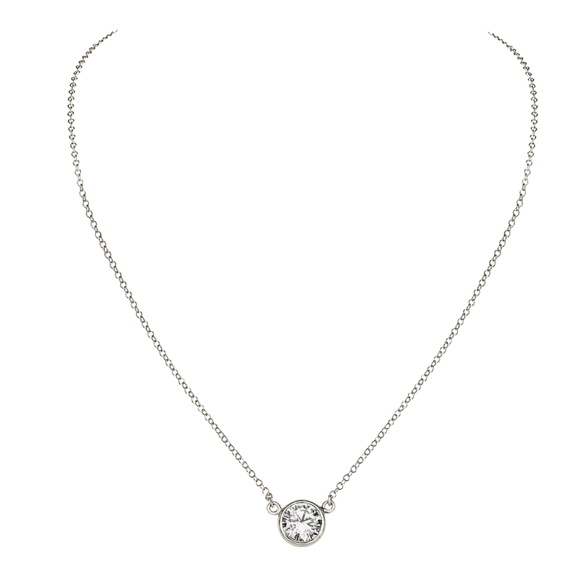 Floating Design Gemstone Birthstone 18ct White Gold Necklace (Custom Made)
