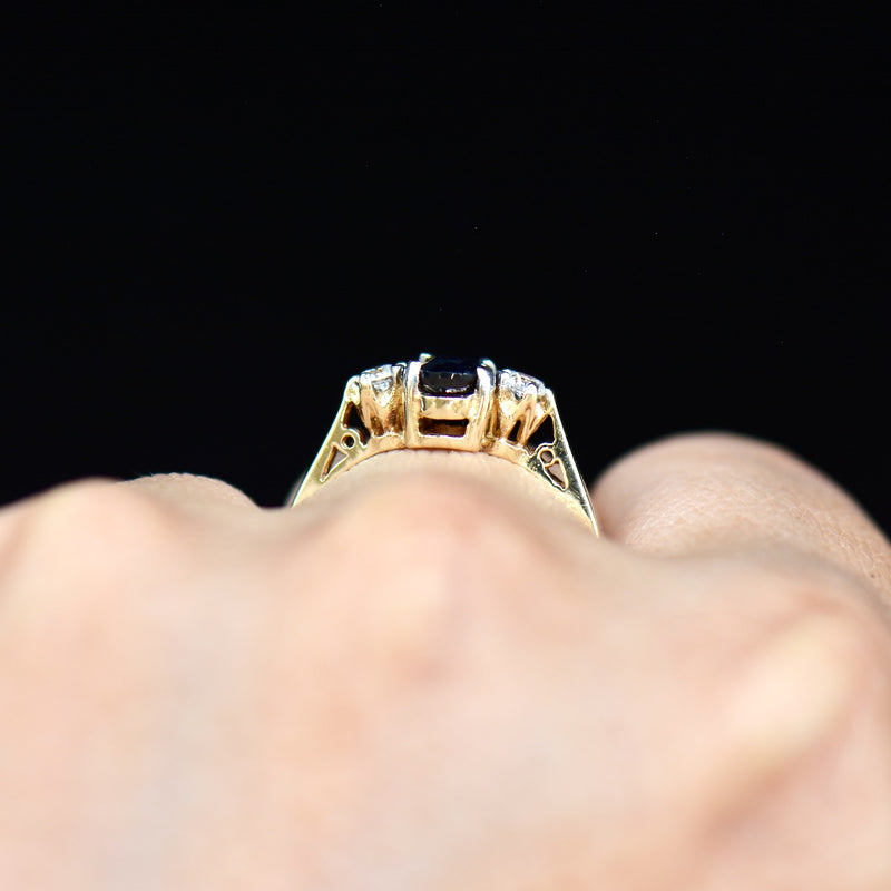 9ct gold sapphire hot sale and diamond ring