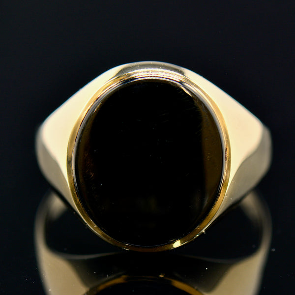 Vintage 9CT Yellow Gold Black Onyx Signet Ring