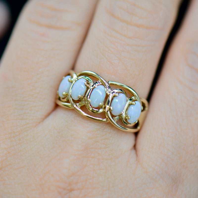 Opal Five-Stone 9CT Gold Dress Ring