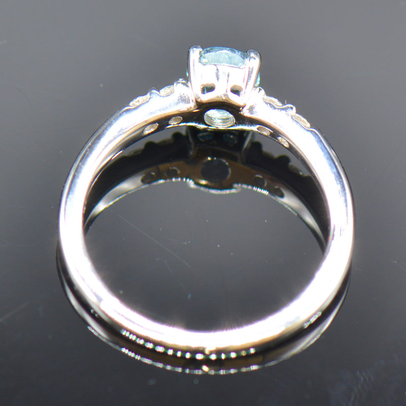 Vintage 18CT White Gold Aquamarine & Diamond Engagement Ring