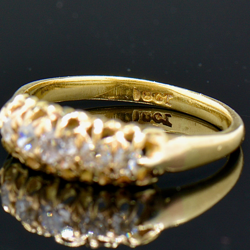 Antique Victorian 18CT Yellow Gold Half Hoop Old-Cut Diamond Ring