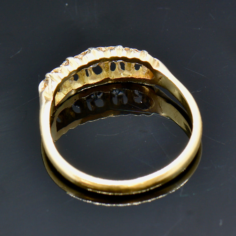 Antique Victorian 18CT Yellow Gold Half Hoop Old-Cut Diamond Ring