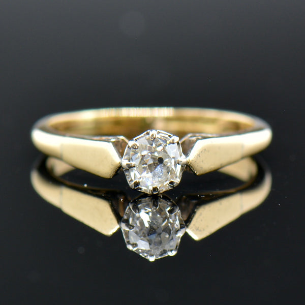 Antique 18CT Yellow Gold & Platinum Old Mine Cut Diamond Engagement Ring