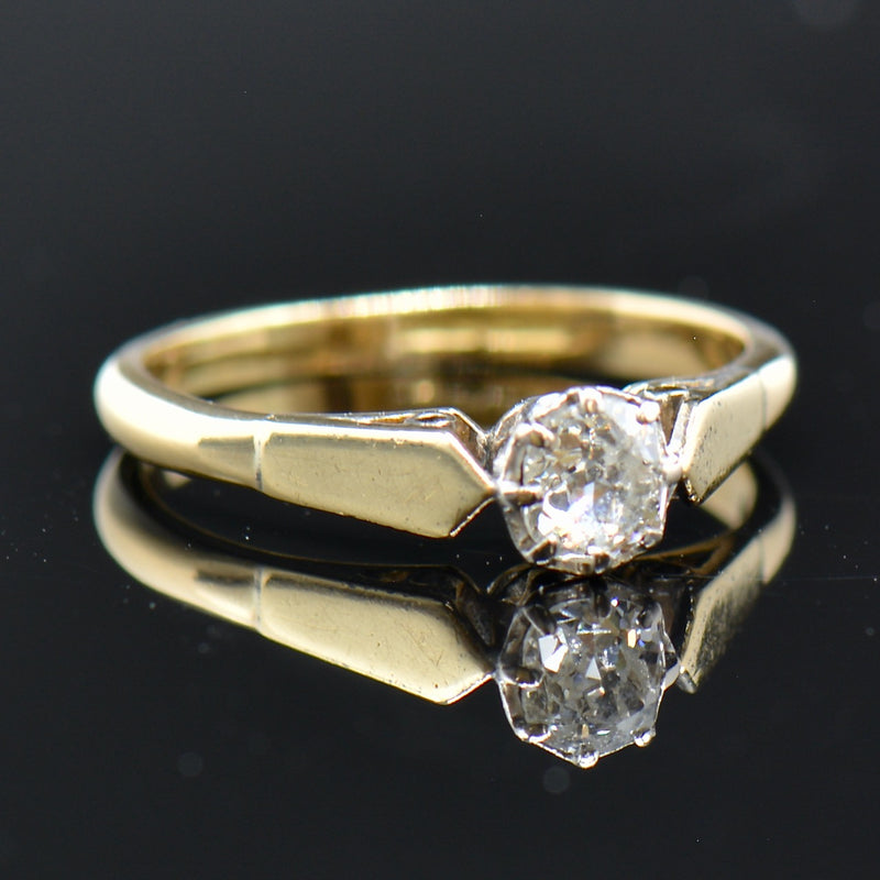 Antique 18CT Yellow Gold & Platinum Old Mine Cut Diamond Engagement Ring